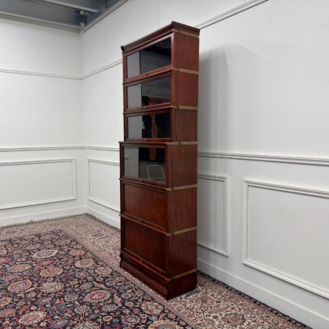 English Bookcase in Brass, Glass, and Ash in the style of Globe-Wernicke For Sale - Image 4 of 13