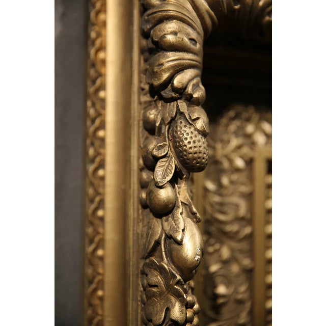 Baroque Mirror Large Antique 19th Century Gold Elaborated Frame For Sale - Image 3 of 12