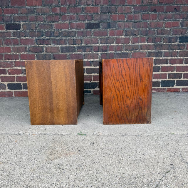 1970s Lane Furniture Pueblo Brutalist Oak Nightstands – Pair For Sale - Image 10 of 12