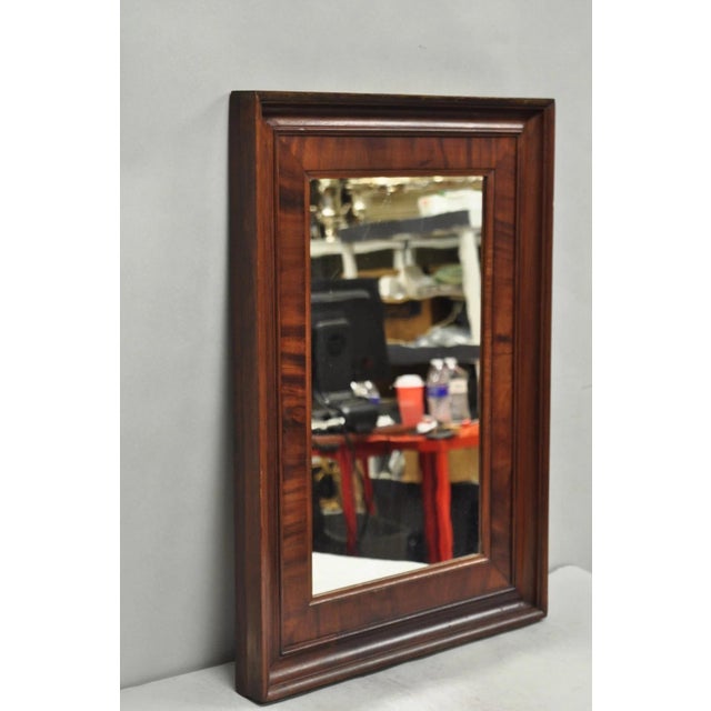 Antique American Empire Crotch Mahogany Wood Frame Rectangular Wall Mirror For Sale - Image 11 of 14