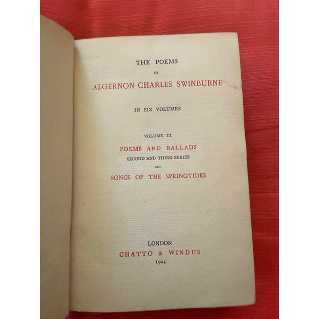 Animal Skin The Poems of Algernon Charles Swinburne, Volume Ii-Vi, 1904 For Sale - Image 7 of 8