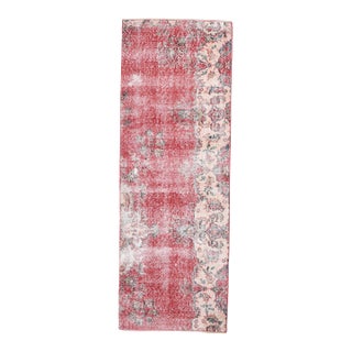1970s Vintage Turkish Handmade Wool Cotton Red Runner Rug For Sale