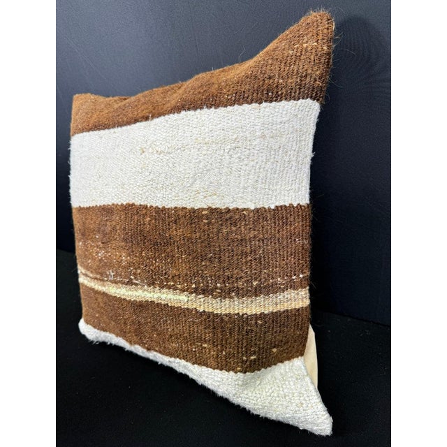 Contemporary Turkish Hemp Pillow Cushion Natural Beige Brown Cushion Cover 20"x20" For Sale - Image 3 of 4