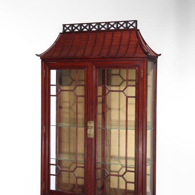 3-Piece Chinese Chippendale 2 Door 2 Drawer Hardwood Breakfront Cabinet With Brass Hardware 20thC Measures - 92" x 39 1/2"...