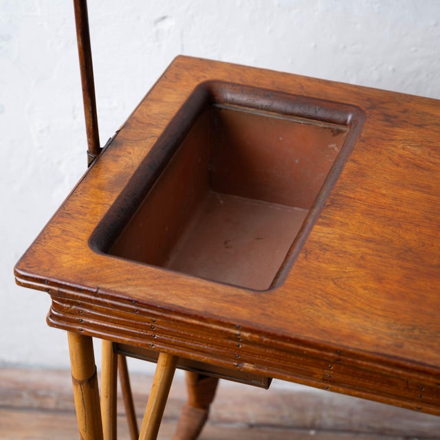 Wood A Bamboo Jardiniere and Lamp Table, 20th Century For Sale - Image 7 of 15