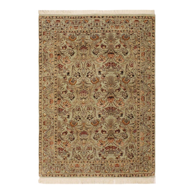 Shabby Chic Pak-Persian Green/Rust Wool Rug - 4'0'' X 6'1'' For Sale