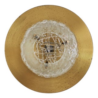 Mid-Century Italian Flush Mount in Brass and Murano Glass by Angelo Brotto for Esperia, 1960s For Sale