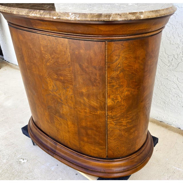 Thomasville Elysse Marble Top Accent Bar Cabinet Center End Table Burl Finish For Sale - Image 13 of 15
