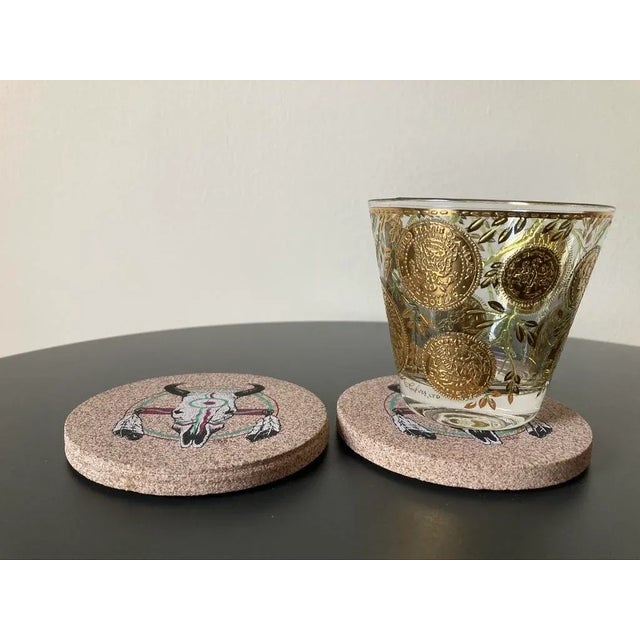 Vintage Bar Cocktail Drinks Coasters With Sandstone and Skull Design- Set of 2 For Sale - Image 12 of 12