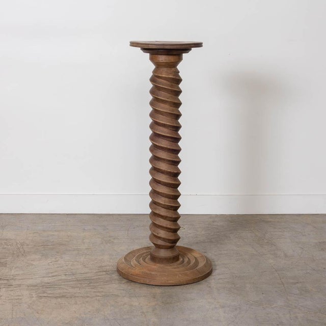 French 1940s French Carved Wood Pedestal Table For Sale - Image 3 of 11