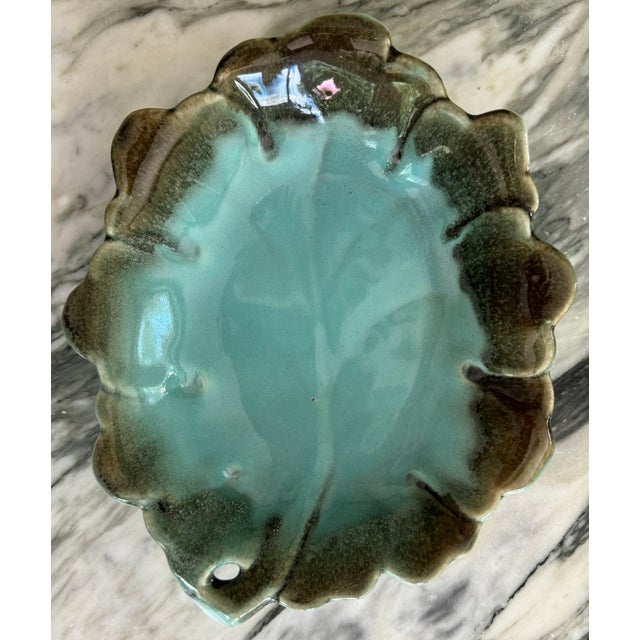 Vintage Leaf Form Majolica Bowl For Sale In Seattle - Image 6 of 7