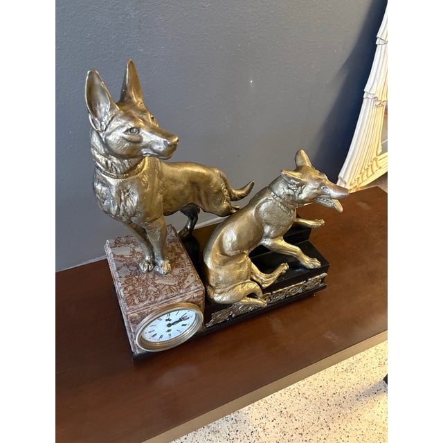 Antique Marble & Bronze Mantle Clock in the Style of Louis-Albert Carvin For Sale - Image 4 of 18