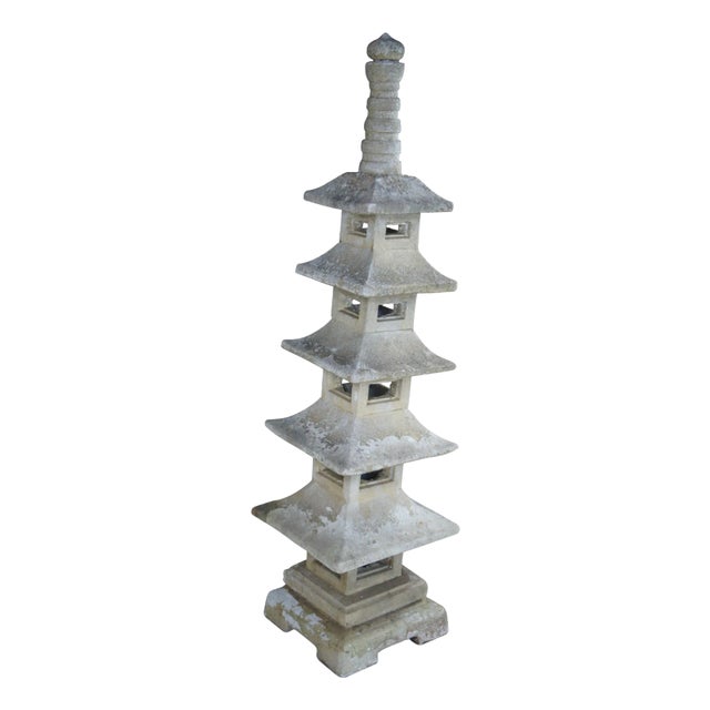 Antique Japanese Hand-Carved Stone Pagoda "Five Elements" Sculpture Statue For Sale