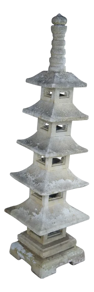 Antique Japanese Hand-Carved Stone Pagoda "Five Elements" Sculpture Statue