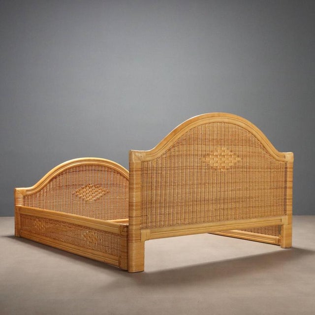 Wicker and Bamboo Bed, 1980s For Sale - Image 8 of 9