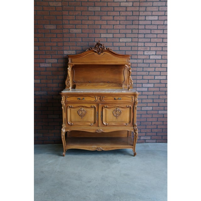 Brown Antique French Louis XV Marble Top Buffet For Sale - Image 8 of 8