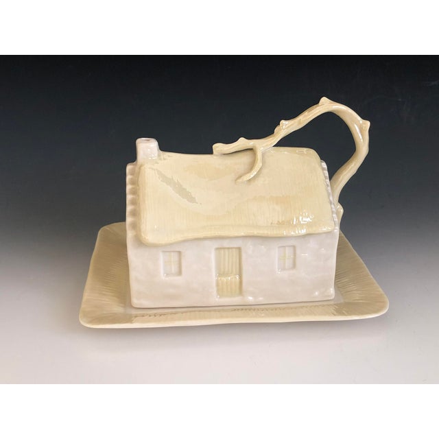 1960s Vintage Belleek Ireland Country Cottage Covered Butter Dish Third