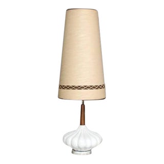 Vintage Mid Century Danish Modern Cone Shape Shade Table Lamp For Sale