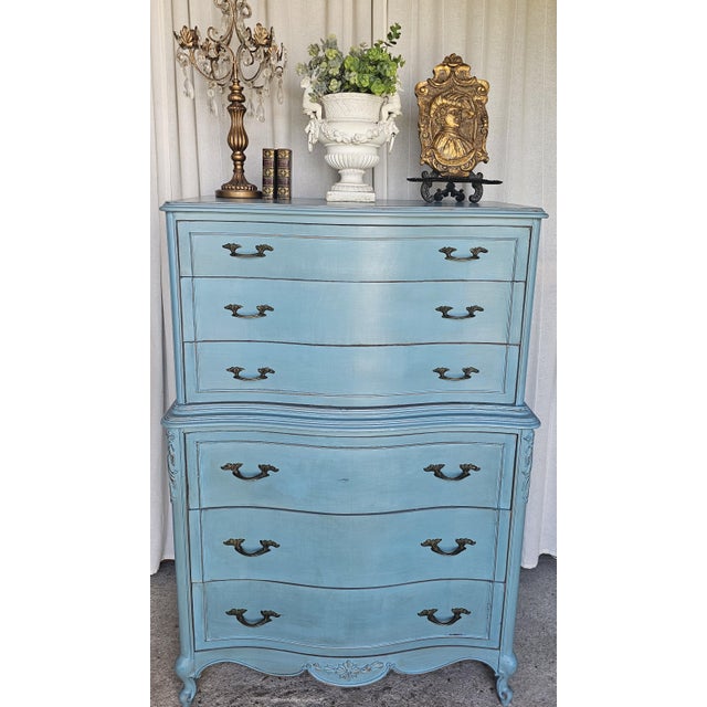 Gorgeous Vintage Chest of Drawers , Tall Dresser, Circa 1950's piece, featuring six spacious drawers, Painted on a custom...