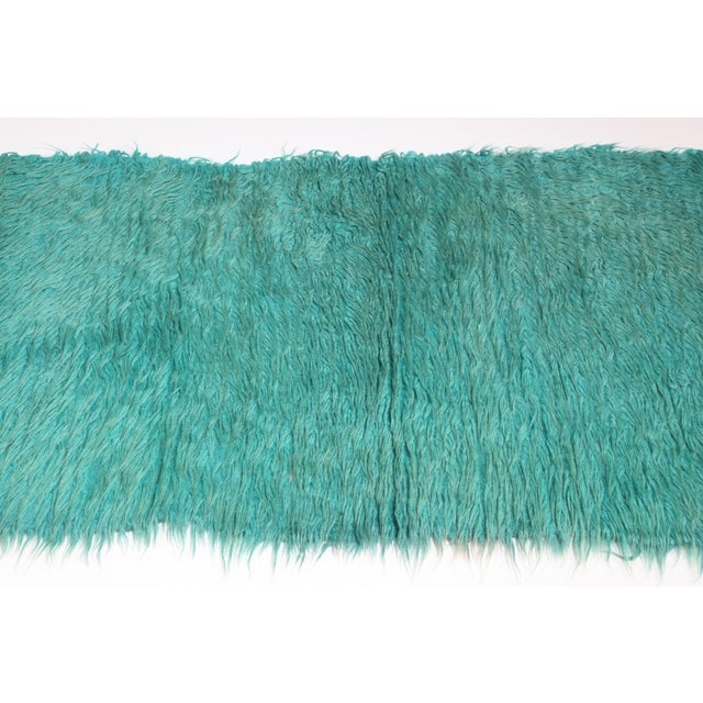 Late 20th Century Rare Filikli Rug Woven From Ankara Goat Filik Hair – Anatolia HandmadeTurquoise Rug -2' 2'' X 7' 4'' For Sale In Tampa - Image 6 of 9