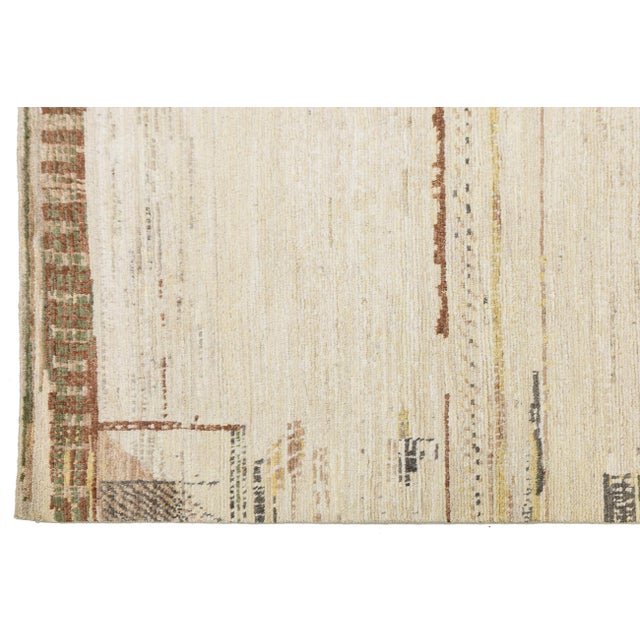 2020s Modern Moroccan Berber Style Abstract Wool Area Rug - Neutral Earth Tones For Sale - Image 5 of 9