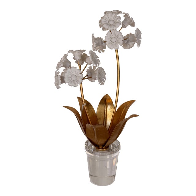 Chelsea House Porcelain Flowers With Crystal Base For Sale