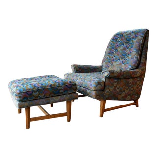Vintage Selig Lounge Chair and Matching Ottoman For Sale