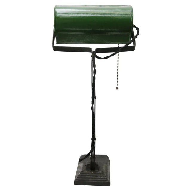 Vintage Industrial Green Enamel Banker Light Table or Desk Light For Sale - Image 6 of 7