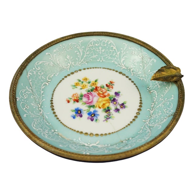 Vintage Porcelain and Bronze Ashtray by Le Tallec Paris, 1920s For Sale