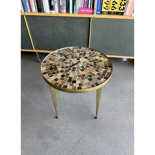 1960s 60s Japanese Mosaic Tile and Brass Occasional Table Ardan Jewelers Plant Stand For Sale - Image 5 of 15