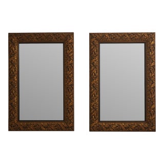 Pair Silvano Grifoni Rectangular Gold Frame Mirrors For Sale