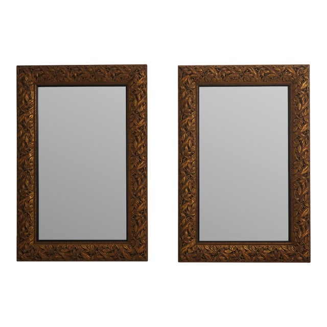 Pair Silvano Grifoni Rectangular Gold Frame Mirrors For Sale