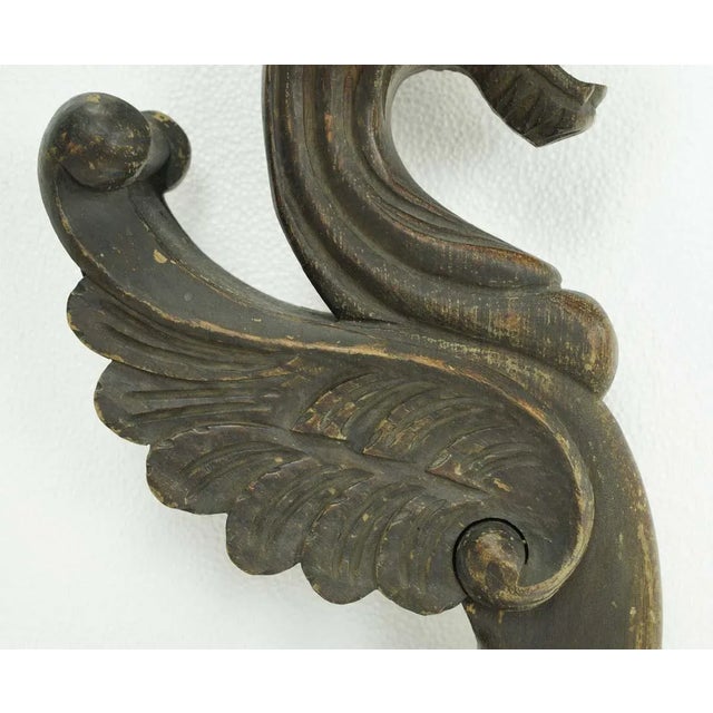 Brown Pair of Mid 20th Century Pine Wood Griffins Furniture Carvings For Sale - Image 8 of 12