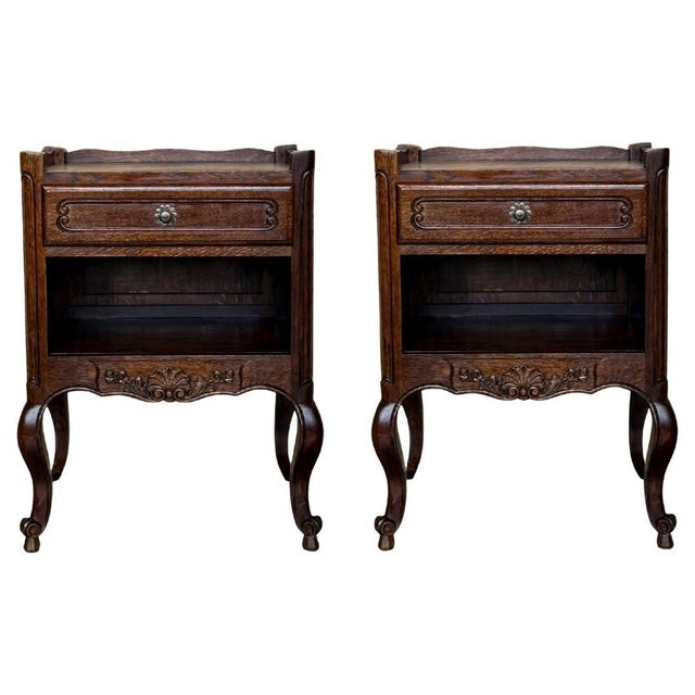 Louis XVI Style Nightstands with Drawers and Cabriole Legs, 1960s, Set of 2 For Sale - Image 15 of 18
