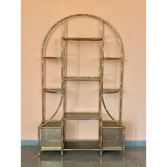 Brass 1970s Brass Faux Bamboo Etagere Unit, Hollywood Regency 1980s For Sale - Image 8 of 18
