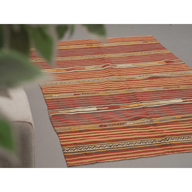Boho Chic 1970s Vintage Handmade Wool Cotton Red Terracotta Runner Rug For Sale - Image 3 of 11