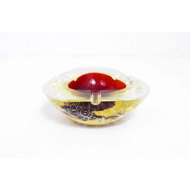 Craquele Murano Glass Ashtray For Sale - Image 9 of 10