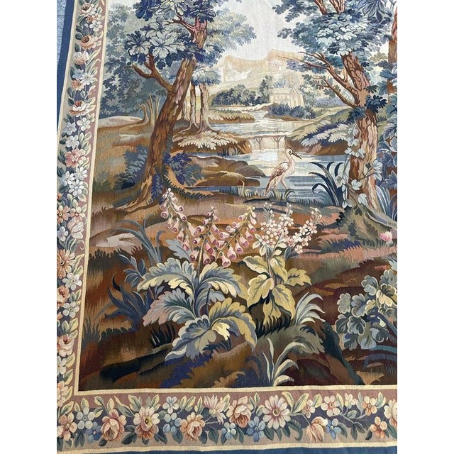 Beautiful fine handwoven Aubusson tapestry, finely woven in wool and silk in the workshops of Maxime Fougerol in Aubusson,...