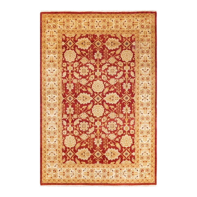 Eclectic, One-of-a-Kind Hand-Knotted Area Rug - Orange, 6' 1" x 8' 10" For Sale