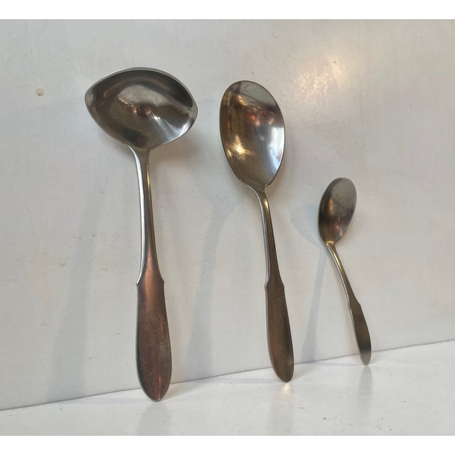 Silver Mitra Stainless Cutlery Set for 12 from Georg Jensen, 1960s, Set of 68 For Sale - Image 8 of 14