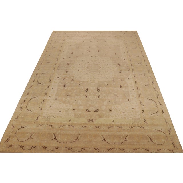 Traditional Rug & Kilim’s Classic-Style Rug in Beige-Pink With Gold & Brown Floral Patterns For Sale - Image 3 of 7