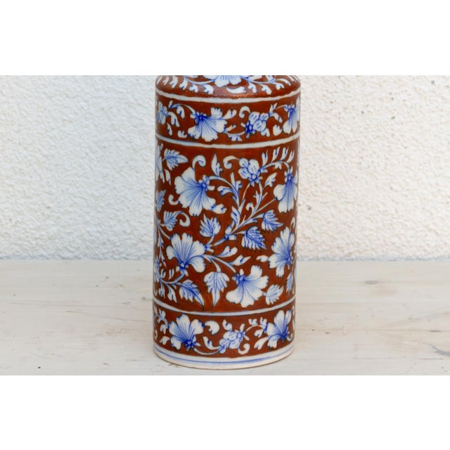 1960s Blue Bloom Jaipur Cylinder Vase For Sale - Image 5 of 9