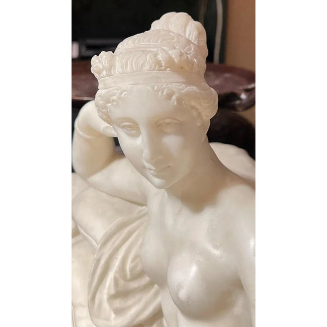 Stone Pauline Bonaparte as Venus Victrix Alabaster Sculpture After Antonio Canova For Sale - Image 7 of 10