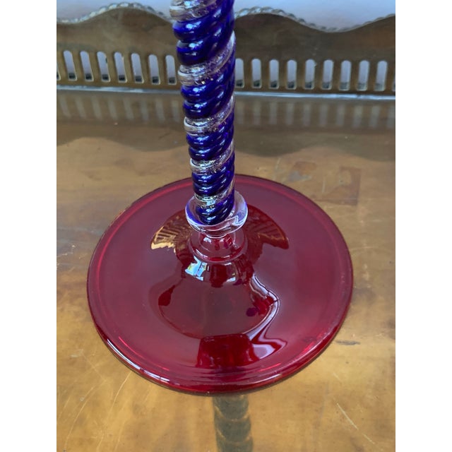 1970s Set of Three Modern Murano Glass Goblets, Blue, Red and Amethys - Set of 3 For Sale - Image 5 of 13