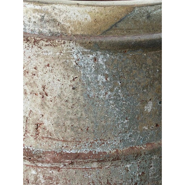 Monumental Ribbed Terracotta Planter With Heavily Distressed Patina For Sale - Image 10 of 11