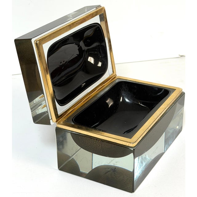 Mid 20th Century Signed Alessandro Mandruzzato for Design Guild Murano Sommerso Faceted Glass Box For Sale - Image 5 of 18