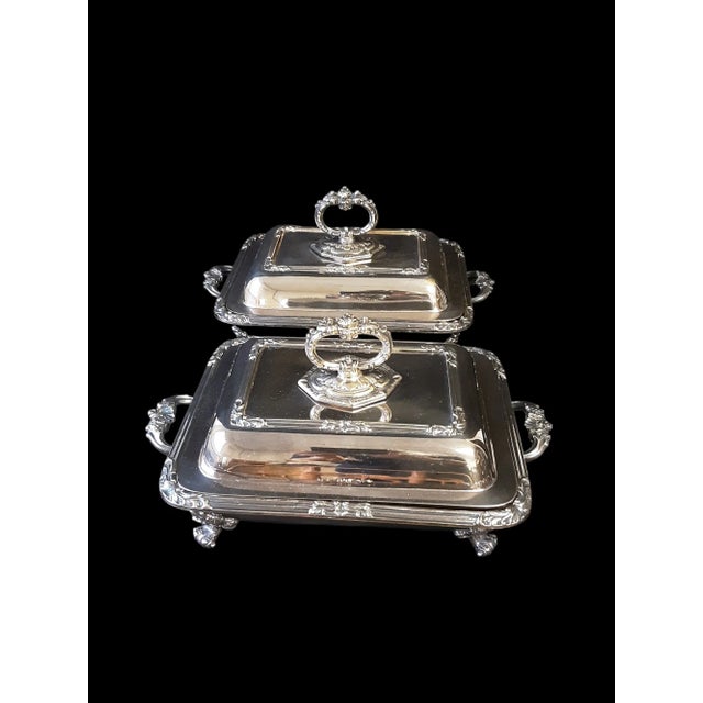 Vintage Set of 2 Collis and Co. Fine Silverplate Serving Dishes For Sale In West Palm - Image 6 of 12