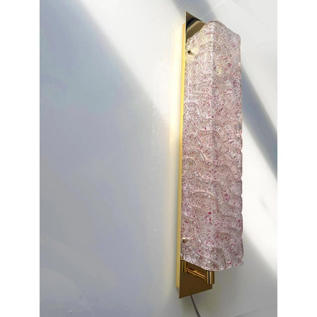 Gold Gold Wall Sconces with Pink-Ametista Graniglia Murano Glass by Simoeng for Simoeng, Set of 2 For Sale - Image 8 of 9