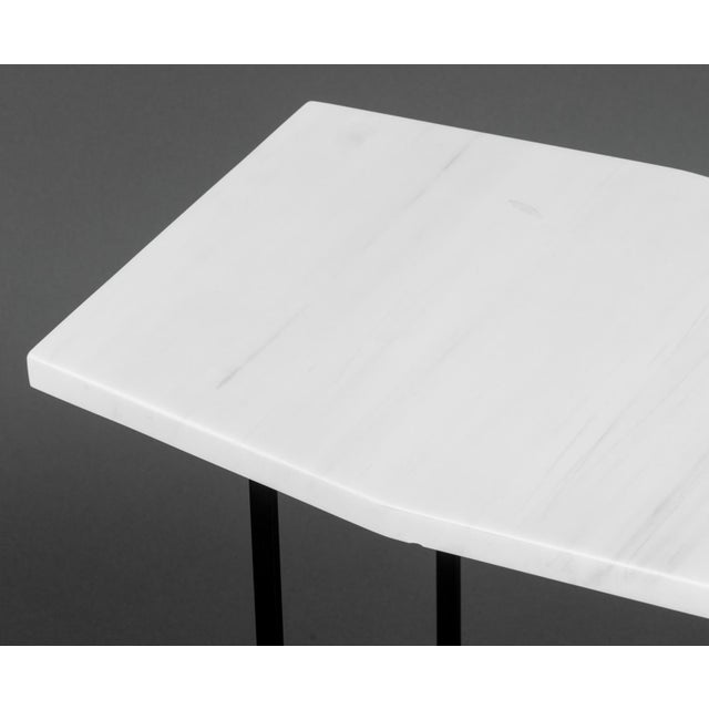 Contemporary White Marble Top Side Tables, Pair For Sale - Image 4 of 8