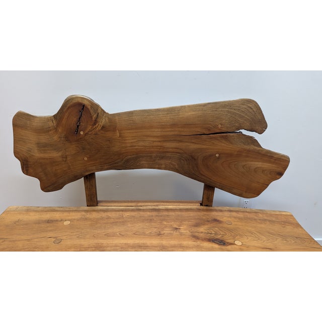 Natural Organic Modern Live Edge Bench with full back support. This Bench was made in the 1980's using four pieces of...